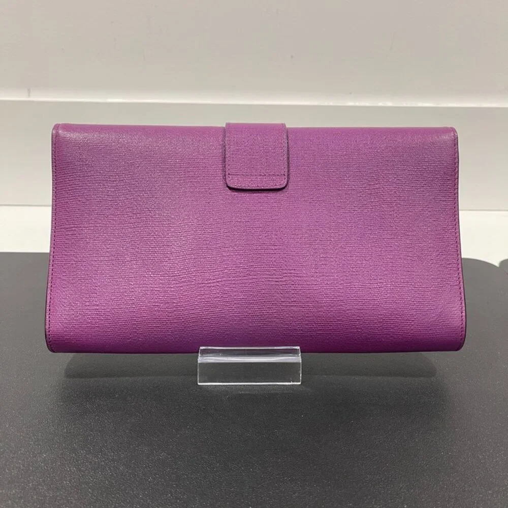 Saint Laurent Textured Calfskin Classic Y Ligne Clutch Purple (JB1424)